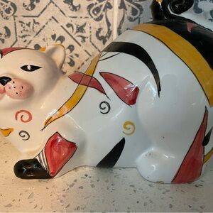 Colorful Ceramic Cat Figurine